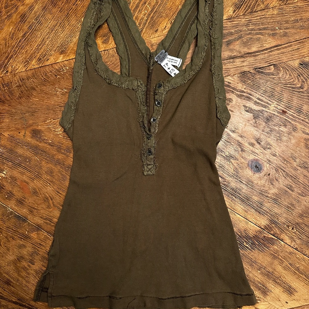 We The Free Olive Fitted Sleeveless Tank Top